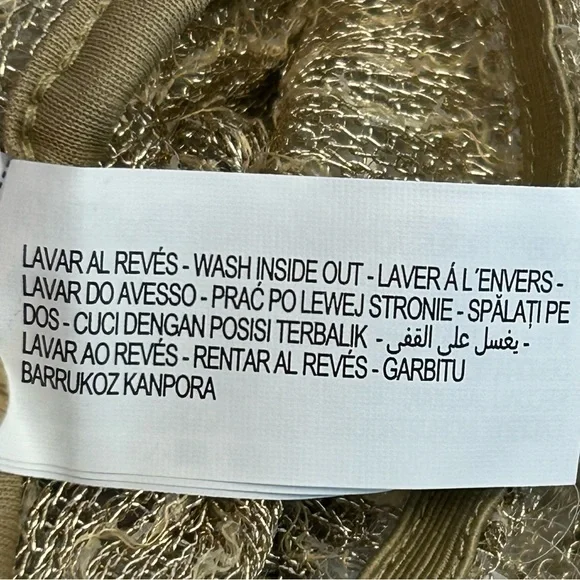 Zara champagne gold sequin embellished sparkly knit dress pants pull on L NWOT - Picture 14 of 15